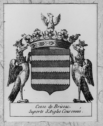 Mutmaßlich für die Familie Vorsteher angefertigtes Wappen mit Anleihen aus dem Wappen des französischen Adelsgeschlechts.